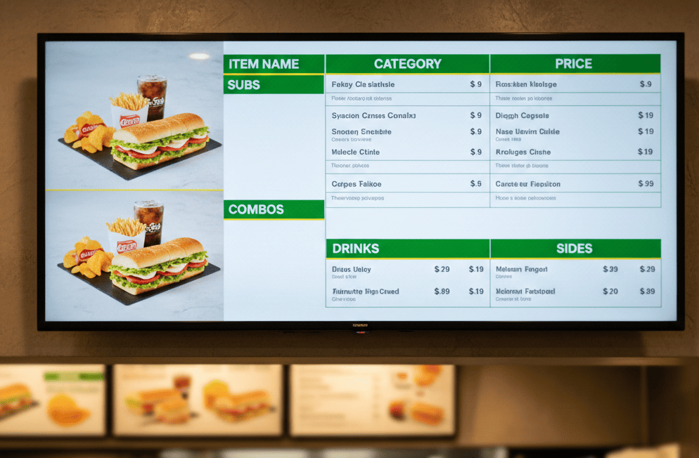 Mr. Sub Menu with Prices